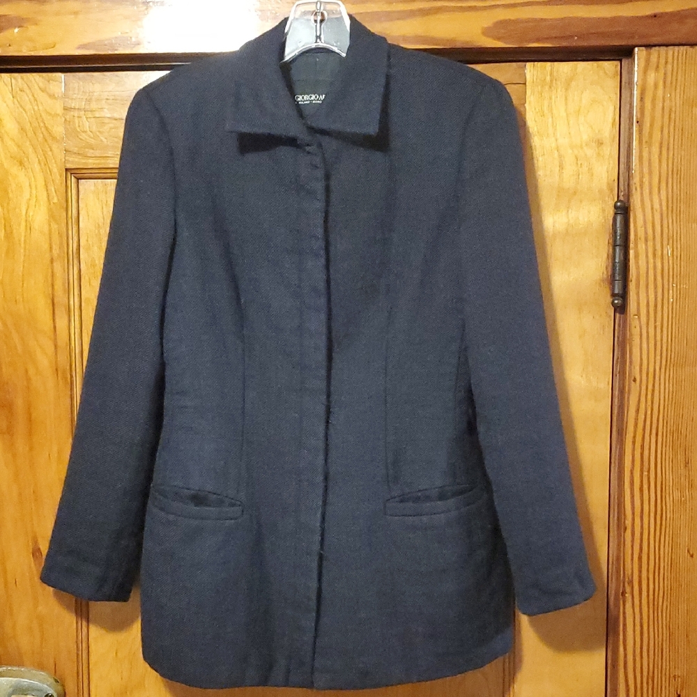 Giorgio Armani Baby Alpaca Women's Dark Blue Blazer XXS